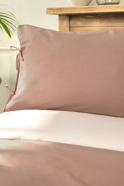 Karaca Home Basic Μπεζ-καφέ Σετ Παπλωματοθήκη Διπλής Όψης