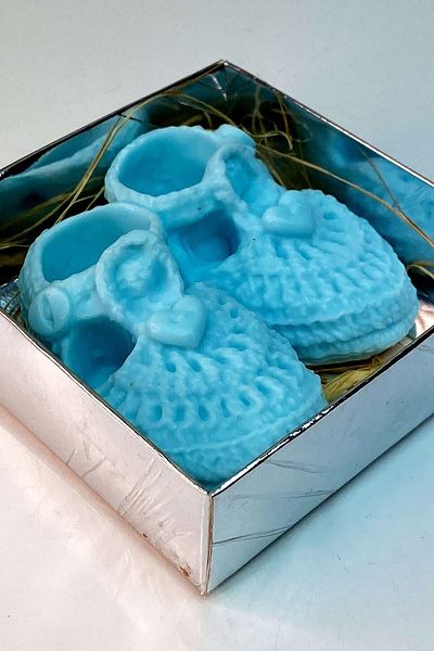FANTASTİK SANAT ATÖLYESİ Decorative Gift Blue Baby Shoes Model Ocean Scented Bath, Hand and Face Soap
