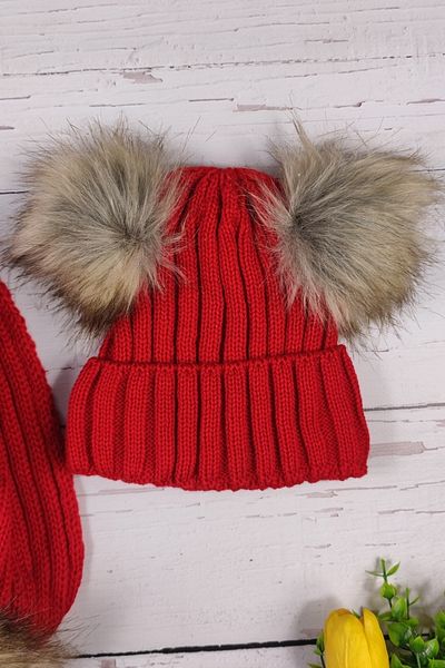 ADA BEBEK ÇOCUK Children's Scarf and Beret Set with Pompoms