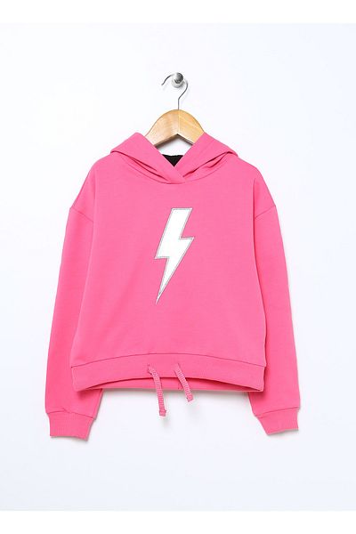 Funky Rocks Printed Girl's Fuchsia Sweatshirt Ng-200