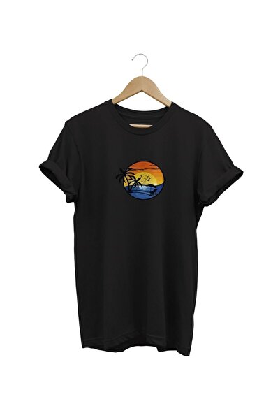 FECCY Tricou din bumbac cu imprimeu palmier digital