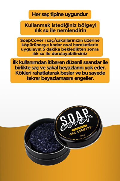 SoapCover Saç Beyazlık Gidermeye Yardımcı Katı Şampuan 50g