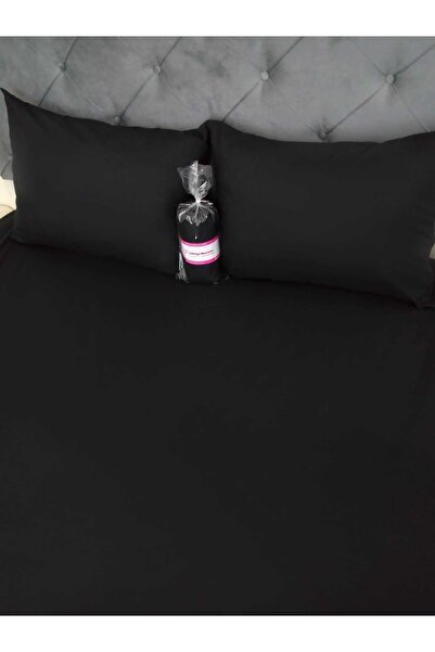 Lobelya Nevresim Set cearșaf negru dublu elastic - 160x200