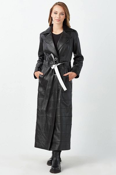 Deriza Rita Genuine Leather Women's Overcoat Black