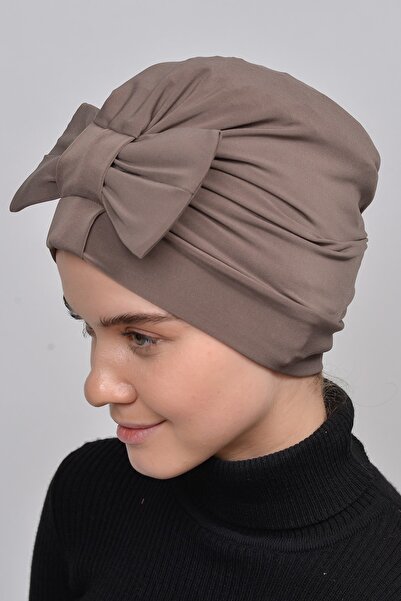 Altobeh Reversible Cross Hijab Bonnet with Bow - Chocolate