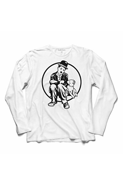 Kendim Seçtim Čarli Čaplin Pas Pas Kino Majica dugih rukava Štampano T-shirt