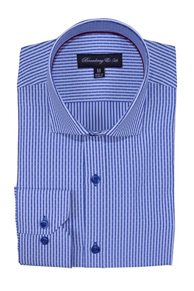 Ottomoda Erkek Çizgili Uzun Kollu Italyan Yaka Gömlek, B5-011