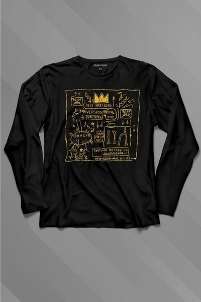 Kendim Seçtim Tricou cu mânecă lungă Basquiat Crown King King Art Pop Art Tricou imprimat