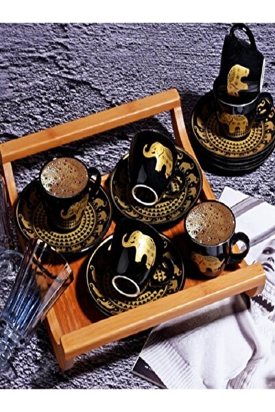 KAVASOĞLU Luna-0003 Pors.6lı Fincan Tk.(parlak Siyah Fil)