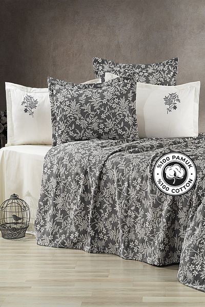 Evlen Home Collection Σετ προίκας από 100% βαμβακερό κέντημα Poppy Pique