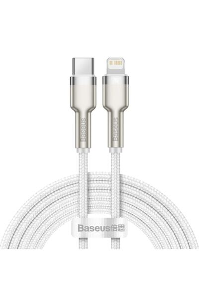Baseus Cafule Metal 20w 2 metri tip c la Lightning Kablo Beyaz