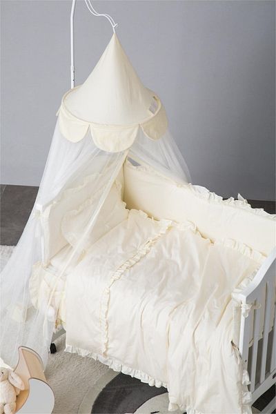 Jaju Baby Frilly Cream 100x200 Color Crib / Montessori Edge Protection and Duvet Cover Set Sleeping Set