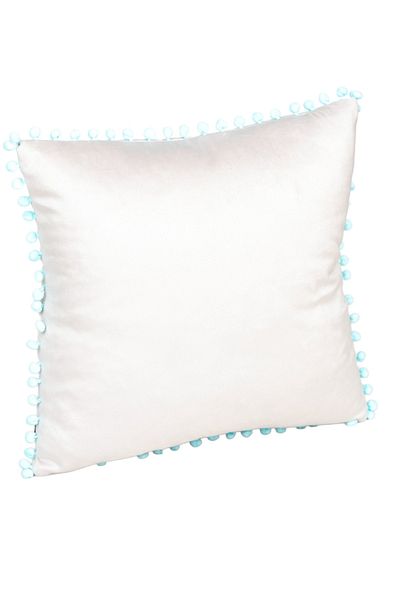 Rayda Home Διακοσμητικό Baby Blue Pompom Beige Velvet Μαξιλαροθήκη Dora 40*40 cm