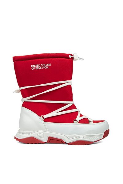 Benetton BN-30392 Γυναικείες Μπότες Κόκκινο-Λευκό