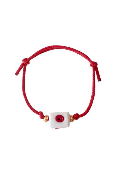 TAKI BY EKİN Cylinder Glass Evil Eye Beaded Bracelet