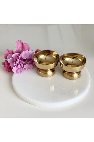 MIARIK DESIGN & DEKORASYON Dekoratif Beyaz Mermer 25 Cm Tepsi Servis Sunum Ta...