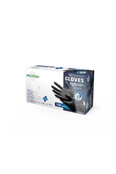 Rulopak قفازات بي بدون بودرة مقاس S - 100 قطعة - أسود