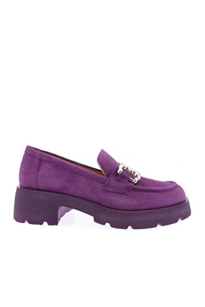 DGN Thick Sole Metatocal Loafer Women's Shoes Purple Suede Leather 41213184