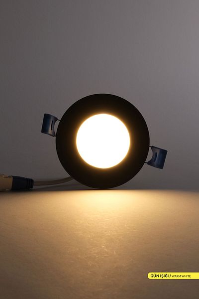 ACK 3w Recessed Round Led Panel Fixture Black Body 3000k Daylight