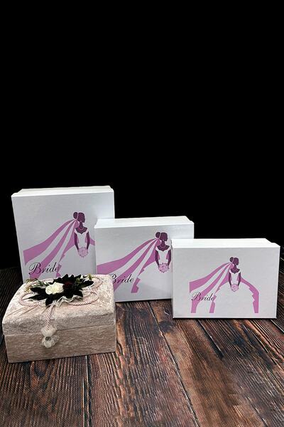 Çt Çeyizci Tekstil Gelin Çeyizi, Gelin Nişan Set 4lü, Çeyizlik Gelin Kutusu, ...