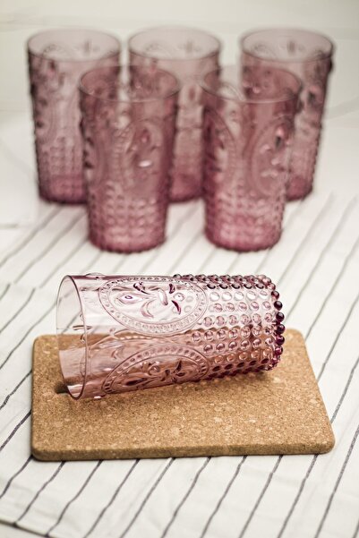 Depa Akrilik Mürdüm 6'lı Uzun Bardak & Su Meşrubat Bardağı 750 ml