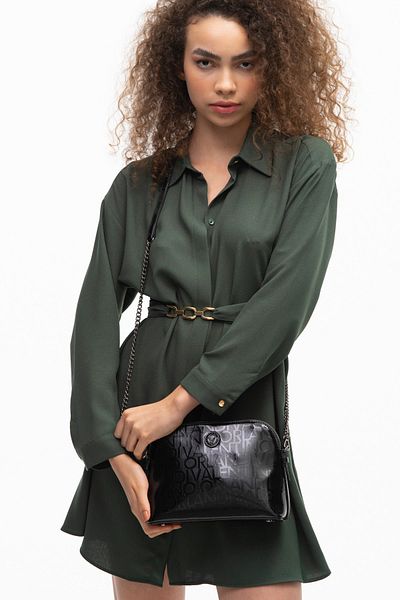 Valentino Orlandi Black Patent Leather Women's Crossbody Bag - Vlt044