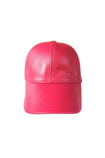 BY SCK Unisex Fuchsia Genuine Real Leather Hat Beanie - Winter Hat - New Season
