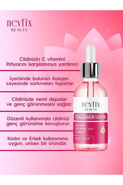 Nevfix Beauty Collagen Hyaluronic Acid Vitamin C Serum 30 Ml Aloe Vera