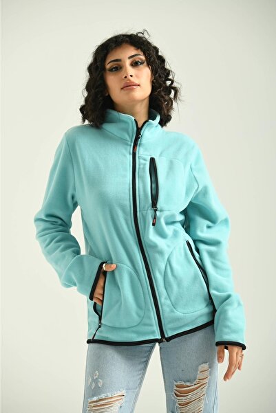 GOOD FASHION Slim Fit 3 Zippered Stand Collar Women's Fleece