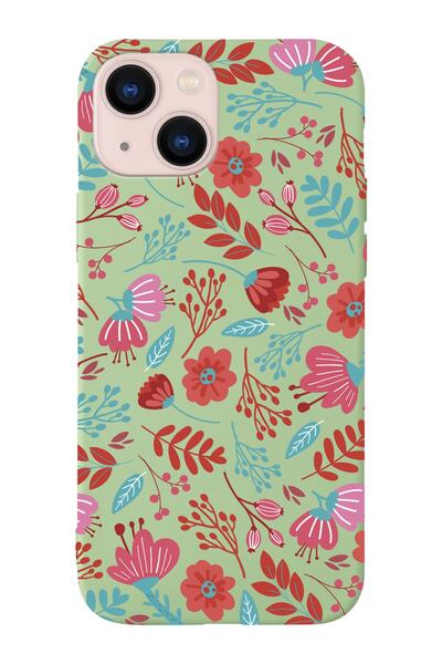 shoptocase Iphone 13 Uyumlu Çiçekler Tasarımlı Premium Lansman Telefon Kılıfı