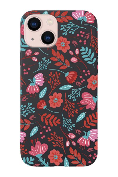 shoptocase Iphone 13 Uyumlu Çiçekler Tasarımlı Premium Lansman Telefon Kılıfı