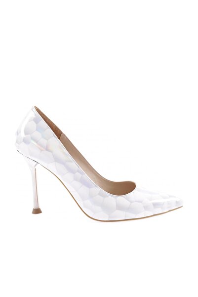 DGN Women's Patterned Heeled Shoes White Crystal 2623561212132322