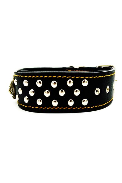 Tasma Market Black Tiger Head Soft Textured Leather Dog Collar