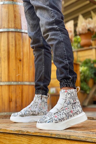 Mida Shoes Banded Men's High Sole Number Patterned Sports Boots