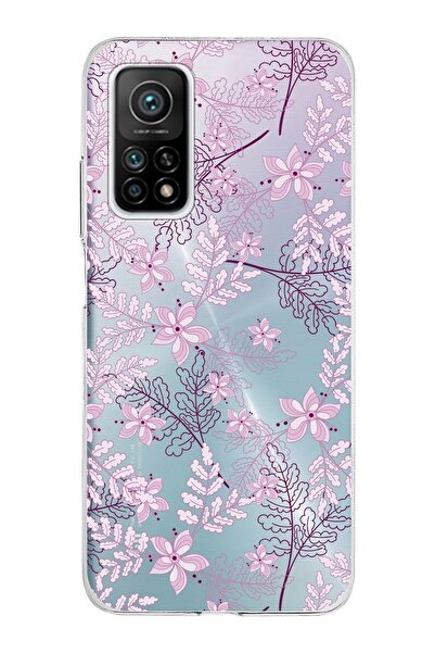 PrintiFy Xiaomi Mi 10 T Pro Uyumlu Kapak Floral Pudra Tasarımlı Şeffaf Siliko...