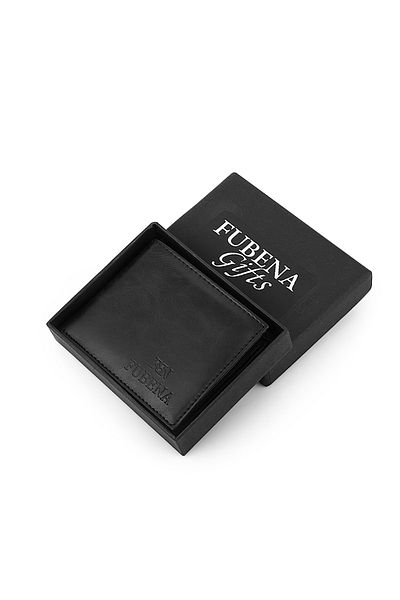 Fubena Black Antique Patterned Unboxed Men's Leather Wallet