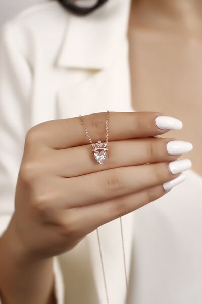 SARIASLAN Kalpli Kraliçe Tacı Kadın Gümüş Kolye