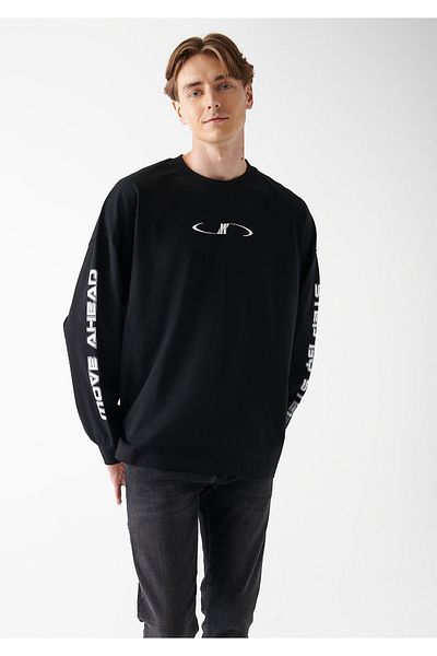 Mavi Move Ahead Printed Black T-Shirt Oversize / Wide Cut 0611064-900