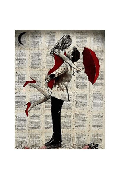 kendinyaphobi Sayılarla Boyama Seti Kasnaklı Aşk Ve Kırmızı Şemsiye 40 X 50 Cm