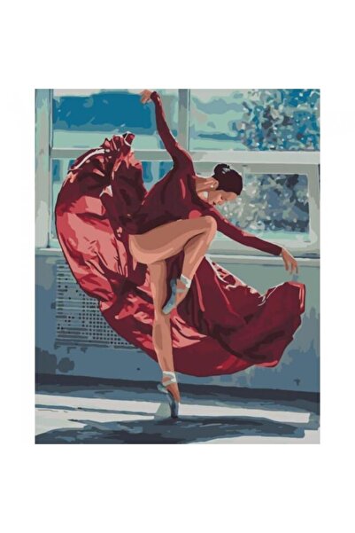 kendinyaphobi Sayılarla Boyama Seti Çerçeveli Kasnaklı Kırmızılı Balerin  40 ...