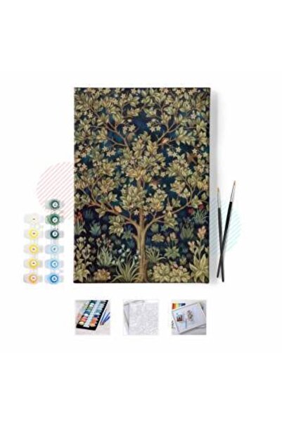 kendinyaphobi Sayılarla Boyama Seti Çerçeveli Kasnaklı Hayat Ağacı  40 x 50 cm