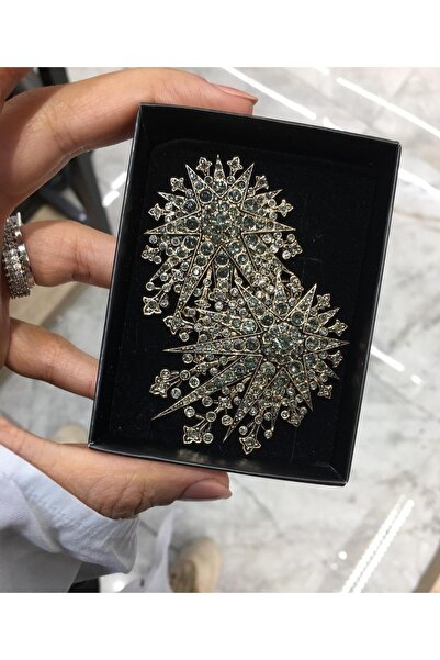 TMD AKSESUAR Ottoman Star Hematite Zircon Stone Antique Earrings