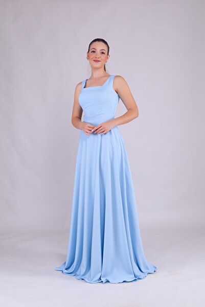 Bidoluelbise Γυναικείο βραδινό φόρεμα με τετράγωνο λαιμό αμάνικο μάξι μήκος