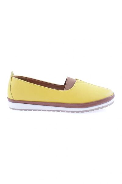 DGN Woman's flat comfort shoe yellow genuine leather 914143246