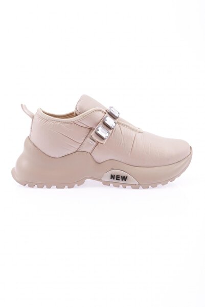 DGN Kadın Paraşüt Taş Çırtlı Kalın Taban Sneakers Ayakkabı Bej 6253119
