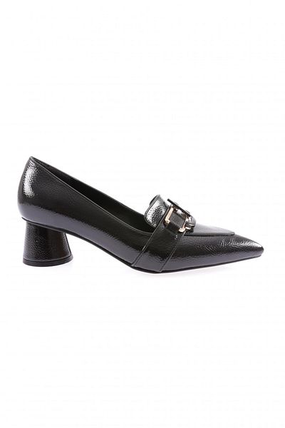 DGN Pantofi cu toc accesorizat cu vârf ascuțit pentru femei, negri 2154362821