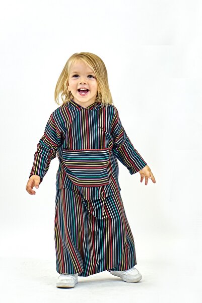 Catz Kids شالوار ساموراي قطن ممشط مخطط ملون، عرق بقلنسوة من القطن الممشط مخطط...