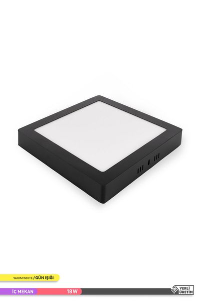 ACK 18w Surface Mounted Square Led Panel Fixture Black Body 3000k Daylight