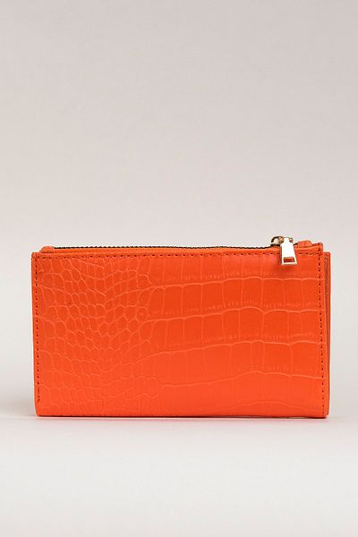 Çantacımstore Women's Croco Patterned Wallet Orange 9022