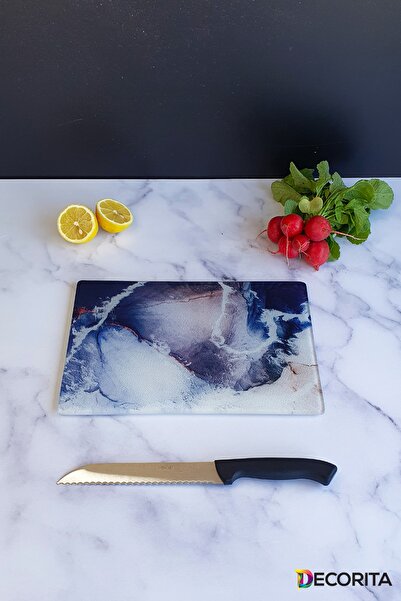 Decorita لوح تقطيع الزجاج - لوح تقطيع الزجاج| زجاج بلوري - المحيط| 20 سم × 30 سم